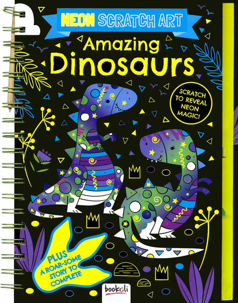 Neon Scratch Art Amazing Dinosaurs