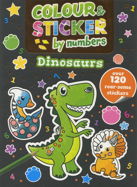 Colour & Sticker by Numbers Dinosaurs