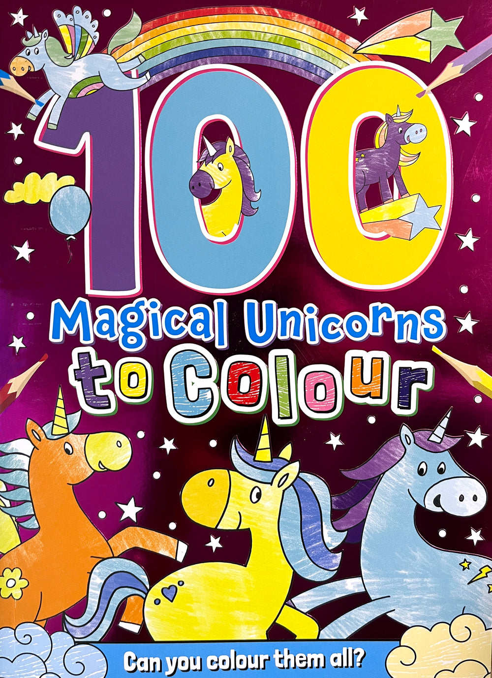 100 Magical Unicorns to Colour