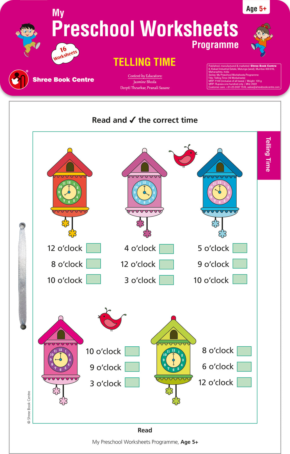 My Preschool Worksheets Programme Telling Time