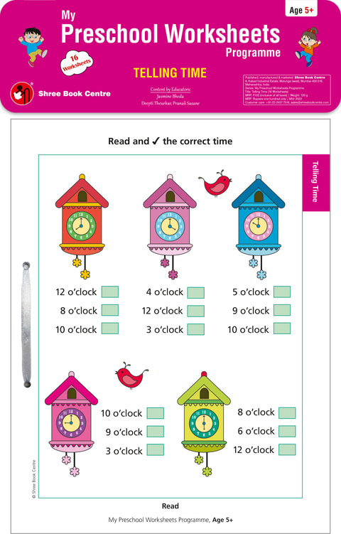 My Preschool Worksheets Programme Telling Time