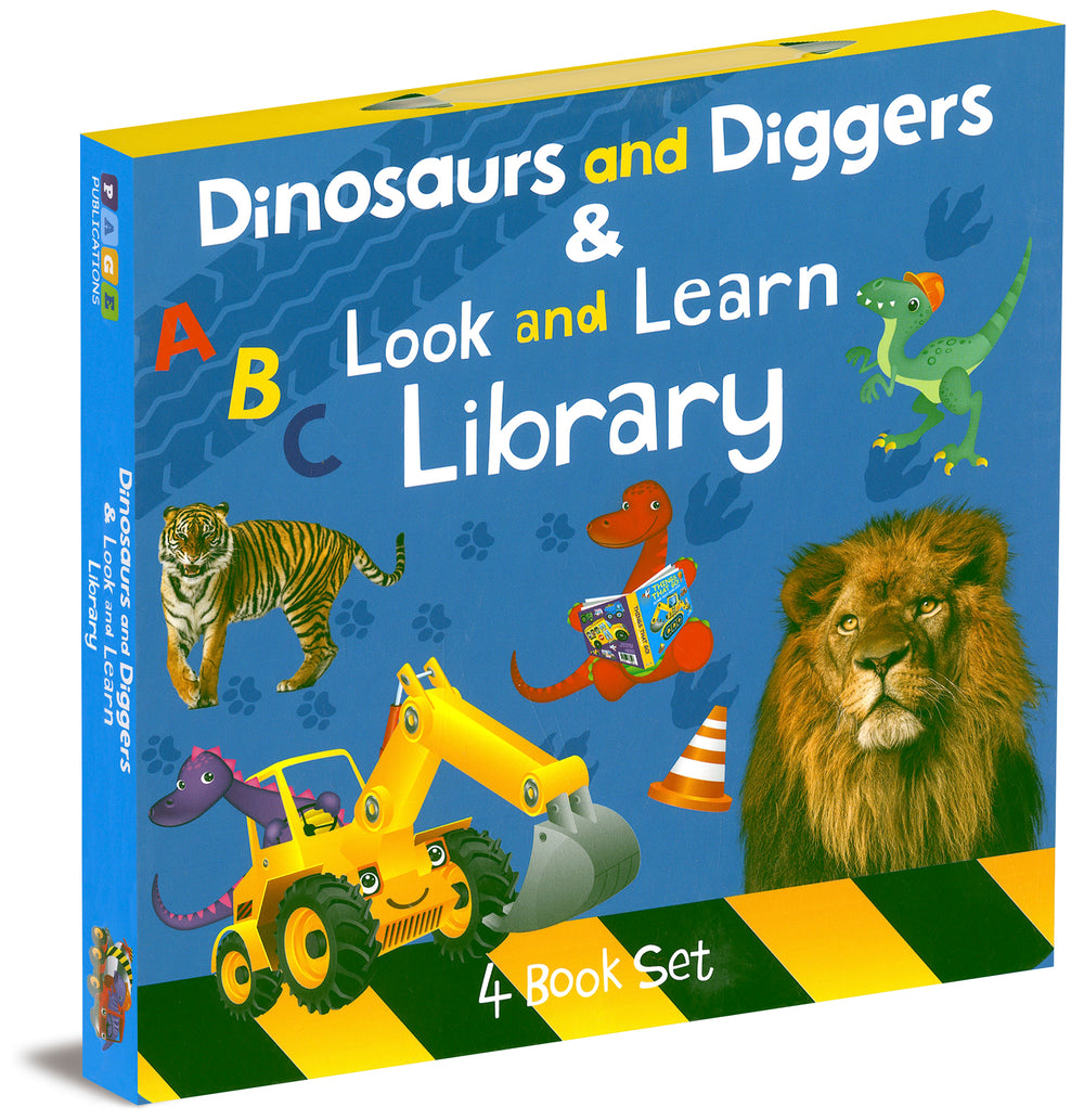 Dinosaurs and Diggers & Look and Learn Library 4 Book Set