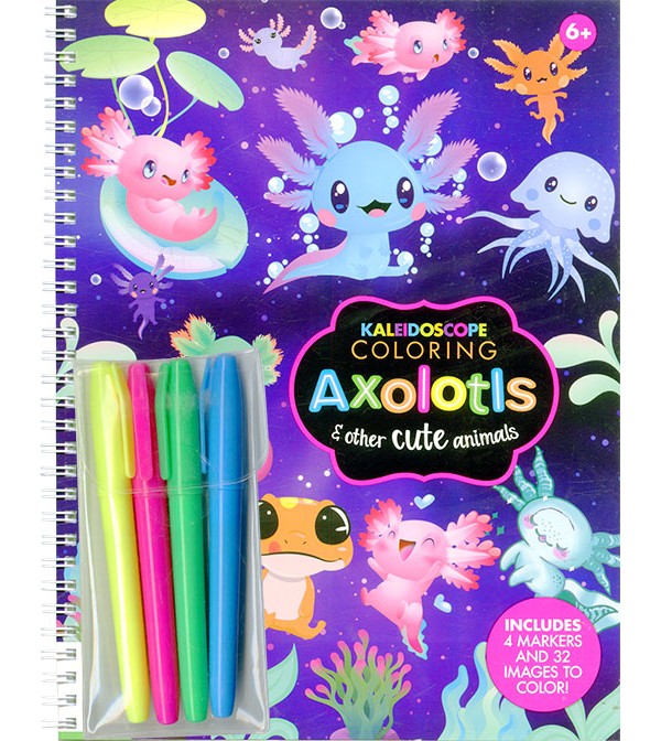 Kaleidoscope Coloring Axolotls & Other Cute Animals
