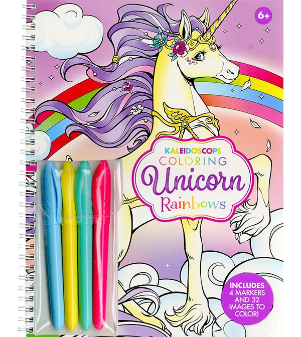 Kaleidoscope Coloring Unicorn Rainbows