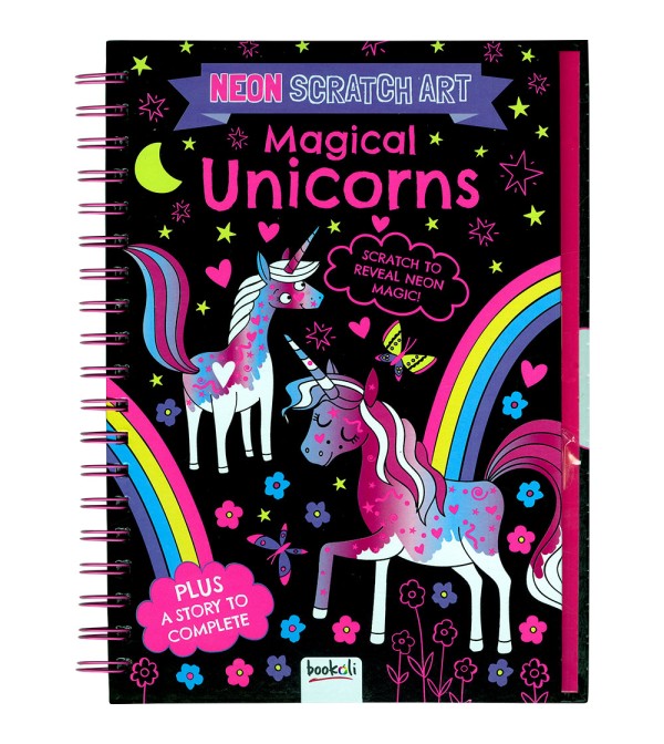 Neon Scratch Art Magical Unicorns