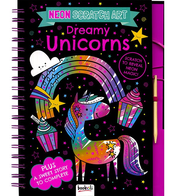 Neon Scratch Art Dreamy Unicorns
