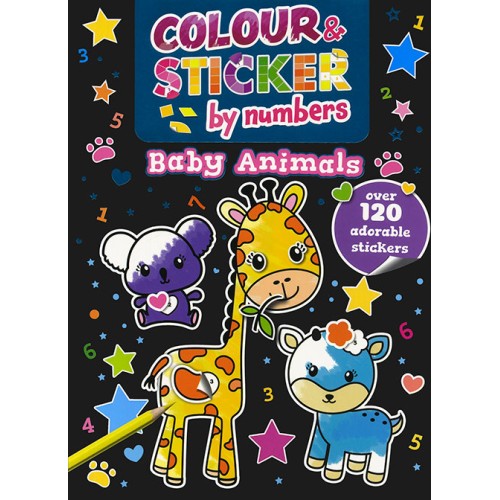 Colour & Sticker By Numbers Baby Animals