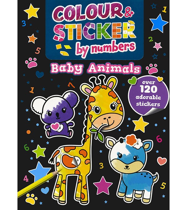 Colour & Sticker By Numbers Baby Animals