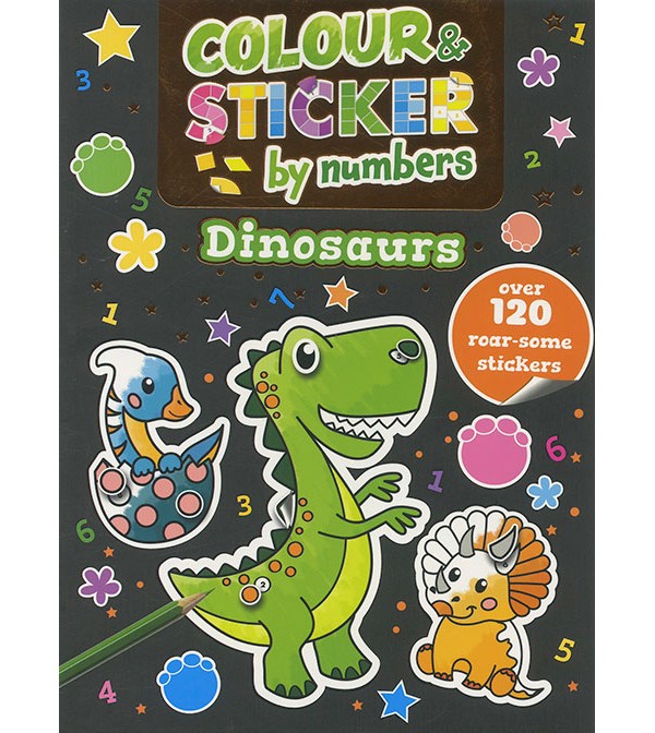 Colour & Sticker by Numbers Dinosaurs